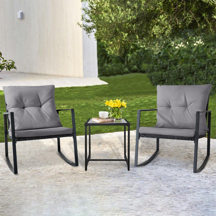 Kinzie outdoor 3 piece bistro outlet set with cushions